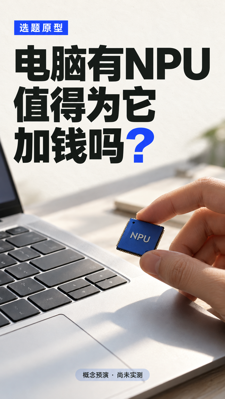 原创竖屏封面：电脑有NPU，值得为它加钱吗？明确标选题原型、概念预演尚未实测